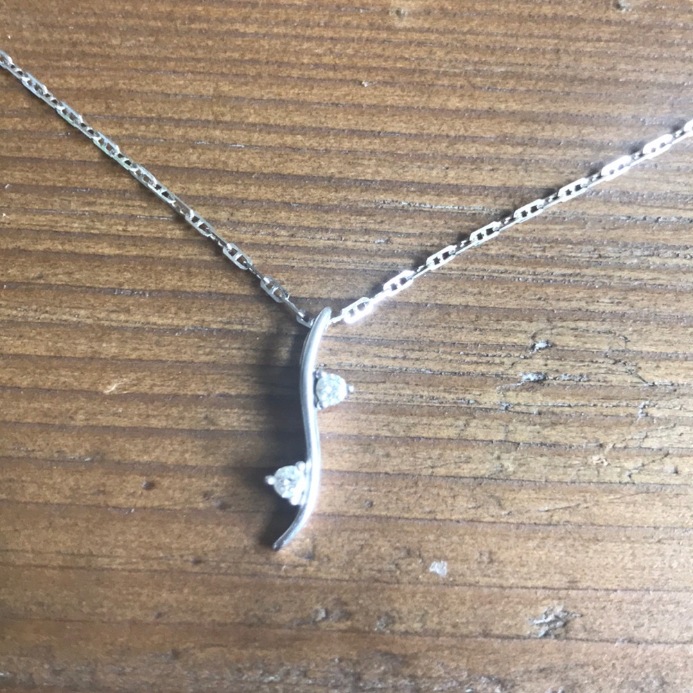 Authentic 18k Solid White Gold Diamond Necklace - image 2